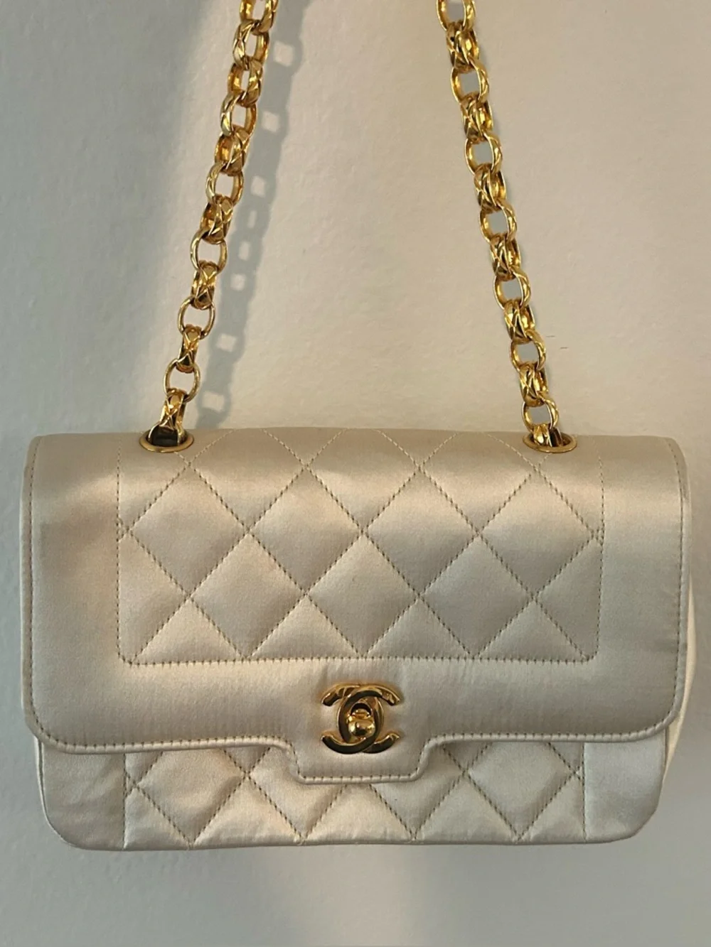 CHANEL Vintage Mini Diana Satin Flap Bag